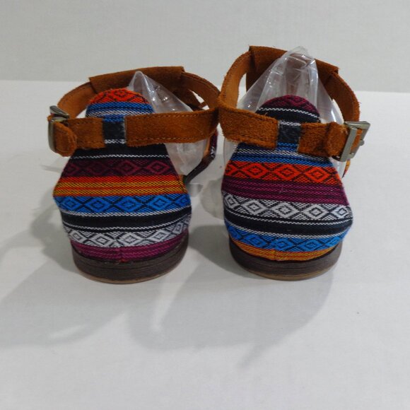 MINNIE TONKA Women's BOHO Brown Leather‎ Sandals Flats Aztec Fringe Size 6 - Picture 3 of 9